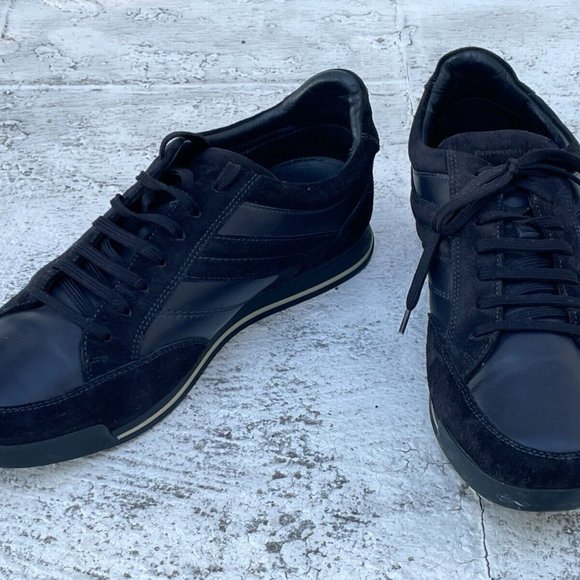 Ermenegildo Zegna Men Shoes Black Suede Navy Leather Sneaker Made in Italy 9.5US - Picture 4 of 11